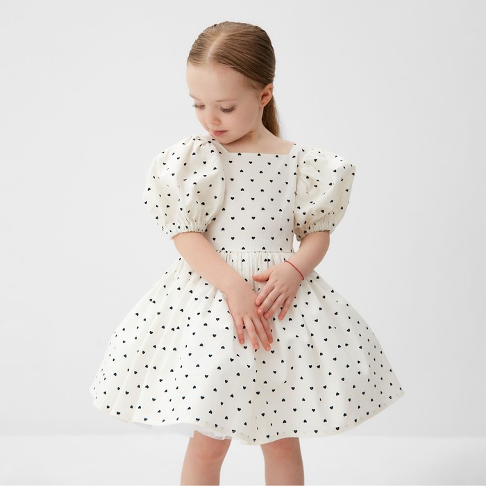Платье нарядное детское MINAKU: PartyDress, цвет белый, рост 122 см - Фото 1