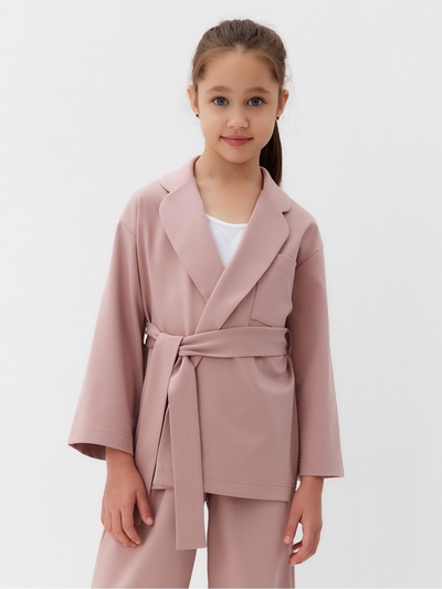 Комплект для девочки (жакет и брюки) MINAKU: PartyDress, пыльно-розовый, рост 134 см
