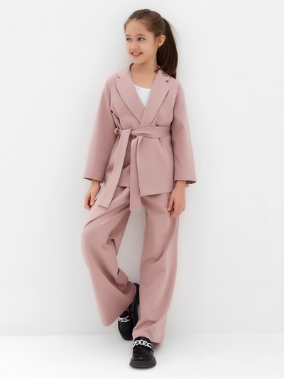 Комплект для девочки (жакет и брюки) MINAKU: PartyDress, пыльно-розовый, рост 134 см