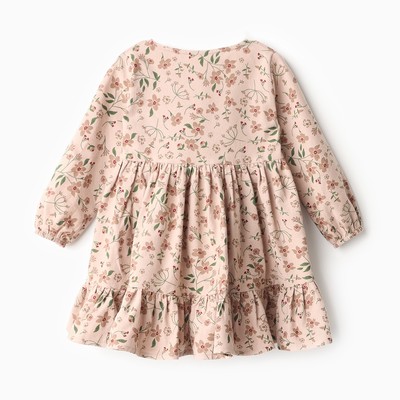 Платье для девочки MINAKU: Cotton collection в цветочек, бежевое, рост 86-92 см