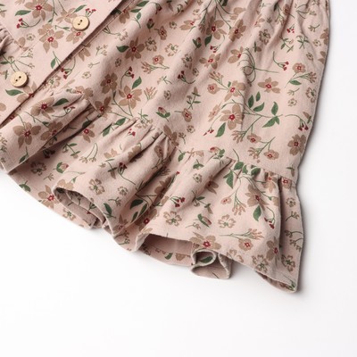 Платье для девочки MINAKU: Cotton collection в цветочек, бежевое, рост 98-104 см
