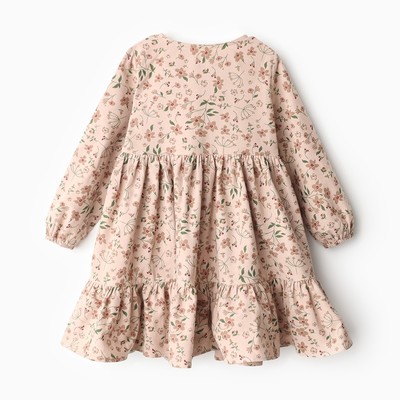 Платье для девочки MINAKU: Cotton collection в цветочек, бежевое, рост 98-104 см