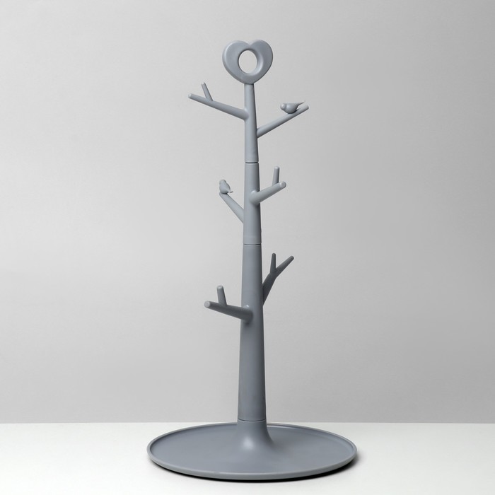 Подставка для украшений «Дерево с сердцем», 18,3×36 см, цвет серый - фото 1907877610