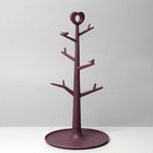 Подставка для украшений «Дерево с сердцем», 18,3×36 см, цвет тёмно-розовый - фото 7617841