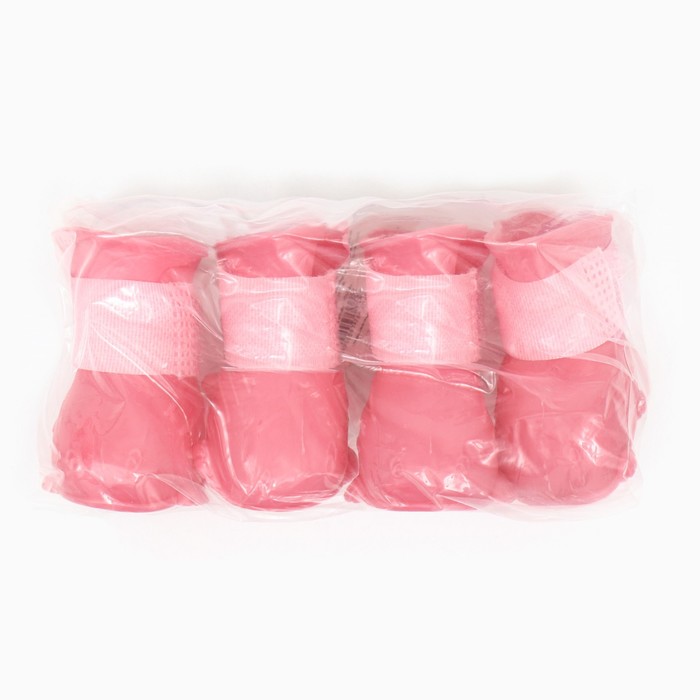 Ботинки для собак, резиновые, набор 4 шт,  размер L , розовые