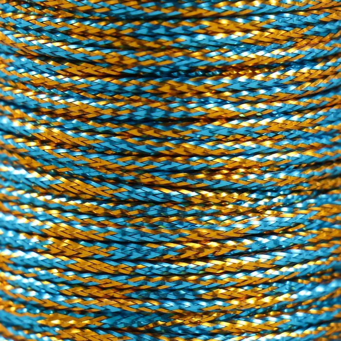 Сутажный шнур на бобине "Голубое золото" намотка 15 м толщина 2 мм 4,3х4,7х4,7 см