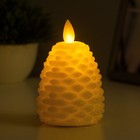 Ночник-свеча "Шишка" LED от батареек 3хLR44 белый 7х7х8 см RISALUX - фото 24552330