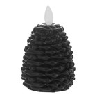 Ночник-свеча "Шишка" LED от батареек 3хLR44 чёрный 7х7х8 см RISALUX - фото 23007897