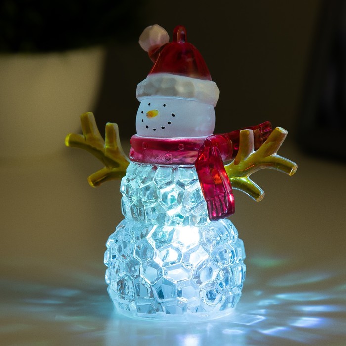 Ночник "Снеговик" LED 1Вт RGB 3хLR44 прозрачный 8х8х10см RISALUX - фото 1899093339