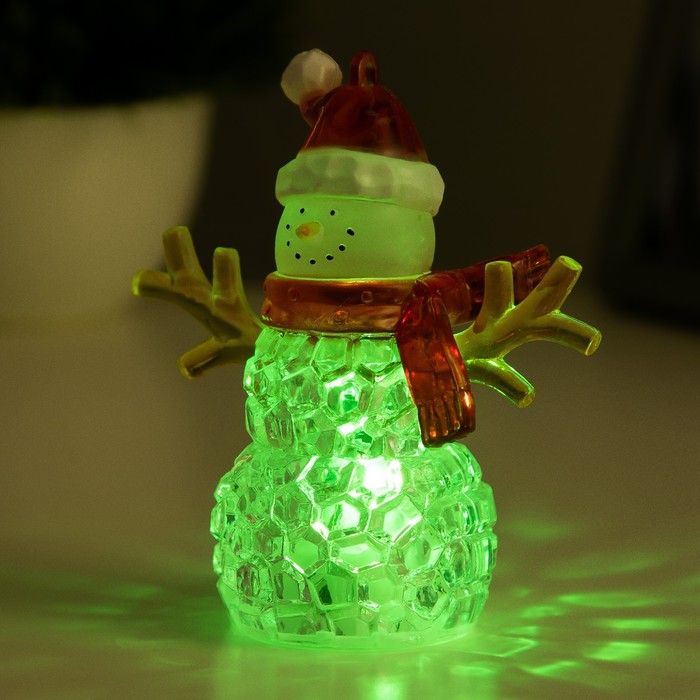 Ночник "Снеговик" LED 1Вт RGB 3хLR44 прозрачный 8х8х10см RISALUX - фото 1899093341