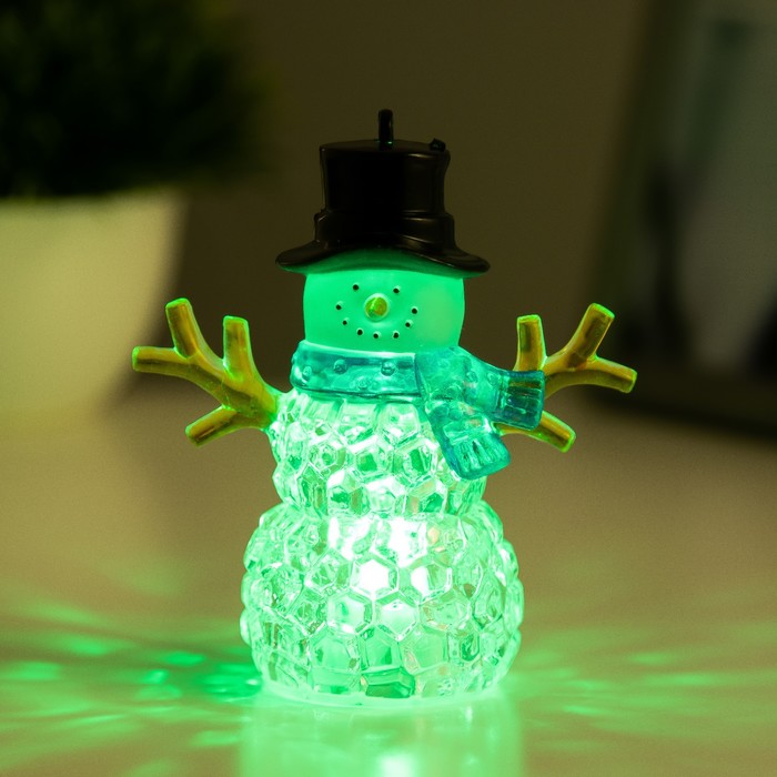 Ночник "Снеговичок" LED 1Вт RGB 3хLR44 прозрачный 8х8х10см RISALUX - фото 1900567094