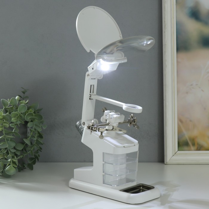 Лампа-лупа с увеличительным стеклом х2,5 х4,5 х25 LEDx2 от LR44 белый 18,5х11,5х23 см