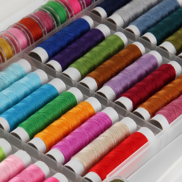 Набор швейных ниток, 40/2, 20 м, 64 шт, в органайзере, цвет разноцветный