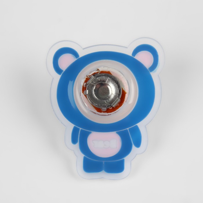 Нашивка силиконовая «Мишка», светящаяся, 5 × 4 см, цвет синий
