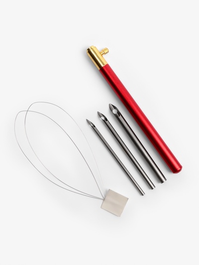 Иглы для вышивания, для ковровой техники, 3 шт., с держателем, d=2.5/3.5/5 мм, цвет красный
