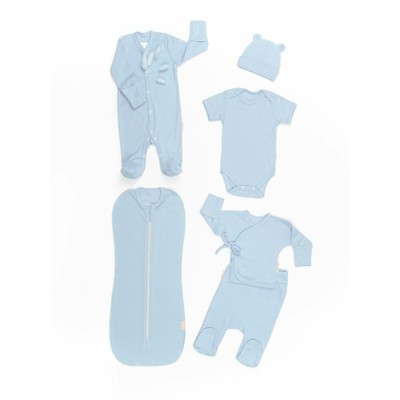 Комплект на выписку детский Newborn рост 62-68 см, цвет голубой, 6 предметов