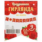 Гирлянда "С Юбилеем!" глиттер, красные флажки, 9 деталей, 220 см - фото 23113353