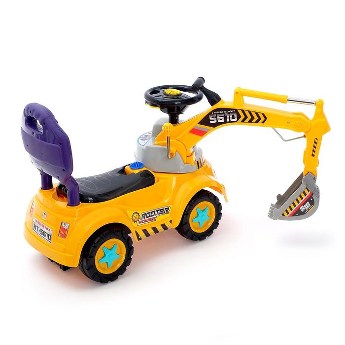 Толокар «Экскаватор», звуковые эффекты, цвет жёлтый 38833