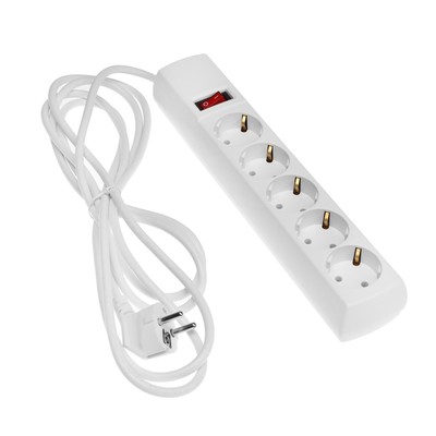 Сетевой фильтр Юнивольт, 5 гнезд, 3 м, 15 А, 3000 Вт, с з/к, белый