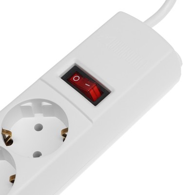Сетевой фильтр Юнивольт, 5 гнезд, 3 м, 15 А, 3000 Вт, с з/к, белый