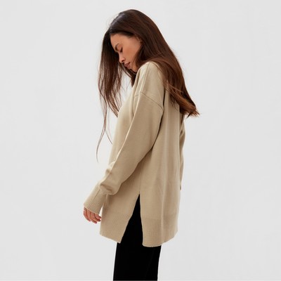 Джемпер женский с вырезами MIST, бежевый, размер XL (52-54)