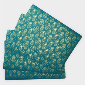 Набор салфеток сервировочных Доляна «Перья», 4 шт, 30×45 см, цвет бирюзовый