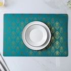 Салфетки сервировочные на стол Доляна «Перья», 4 шт., 30×45 см, бирюзовые - Фото 1