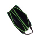 Пенал мягкий 2 отделения, 100 х 220 х 70 мм, объёмный, с ручкой,Calligrata Black, "Черно-зеленый" - Фото 5