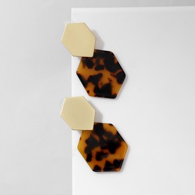 Серьги акрил «Геометрия», цвет коричневый в золоте