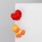 Серьги пластик «Абстракция» утка и сердце, цвет жёлто-красный - фото 7618236
