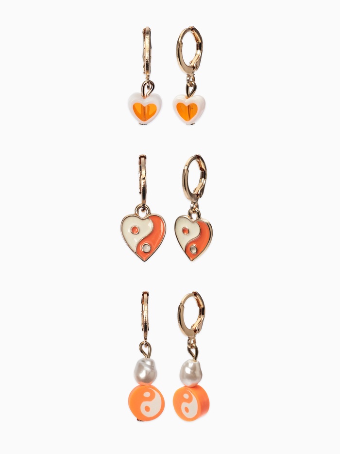 Серьги QF «Инь ян», набор 3 пары, оранжевые - Фото 1