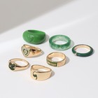 Набор колец 7 штук AMOUR, цвет зелёный в золоте, 16-18 размеры - Фото 2