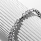 Браслет со стразами «Лёд» блестящий, 1 ряд, цвет белый в серебре - фото 23008478