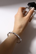 Браслет со стразами «Сердце» лёд, 1 ряд, цвет белый в серебре 9690651