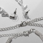 Набор 4 предмета: серьги, колье, браслет, кольцо «Узор» тонкий, цвет белый в серебре - Фото 2