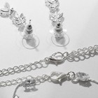 Набор 4 предмета: серьги, колье, браслет, кольцо «Изыск» трилистник, цвет белый в серебре - Фото 2