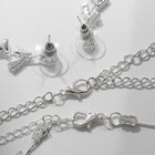 Набор 4 предмета: серьги, колье, браслет, кольцо «Изыск» капли, цвет белый в серебре - фото 7618384