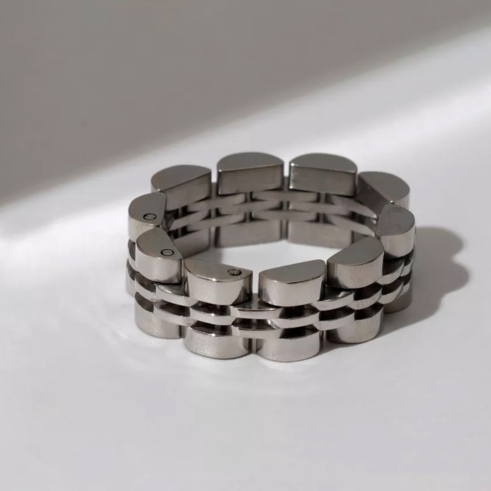 Кольцо «Стальное» механизм, цвет серебро, 18.5 размер - Фото 1