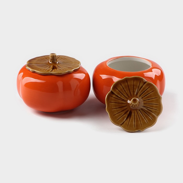 Набор банок керамических для хранения Persimmon, 2 предмета: 175 мл, цвет оранжевый