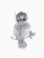 Брошь «Сова», зелёная в чернёном серебре - Фото 2