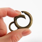Кольцо-карабин, 37 мм, d=27/19 мм, толщина - 4 мм, с креплением 12×3 мм, 5 шт., цвет бронзовый - Фото 3