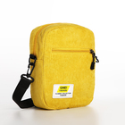 Сумка молодёжная на молнии, с наружным карманом, 17×6×14 см, жёлтая - Фото 3