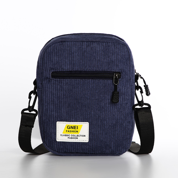 Сумка молодёжная на молнии, с наружным карманом, 17×6×14 см, синяя - Фото 1