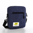 Сумка молодёжная на молнии, с наружным карманом, 17×6×14 см, синяя - Фото 3