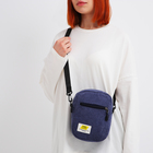 Сумка молодёжная на молнии, с наружным карманом, 17×6×14 см, синяя - Фото 2