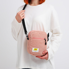 Сумка молодёжная на молнии, с наружным карманом, 17×6×14 см, розовая - Фото 2