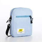 Сумка молодёжная на молнии, с наружным карманом, 17×6×14 см, голубая - Фото 3