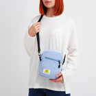 Сумка молодёжная на молнии, с наружным карманом, 17×6×14 см, голубая - Фото 2