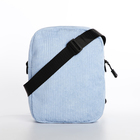Сумка молодёжная на молнии, с наружным карманом, 17×6×14 см, голубая - Фото 5