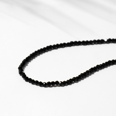 Бусины на нити шар №2 гранёный «Шпинель», цвет чёрный, 38 см
